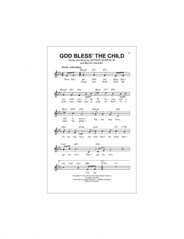 page one of God Bless' The Child (Lead Sheet / Fake Book)