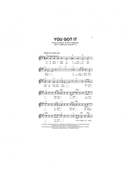 page one of You Got It (Lead Sheet / Fake Book)