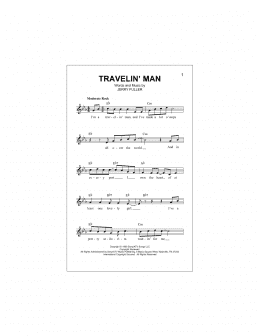 page one of Travelin' Man (Lead Sheet / Fake Book)