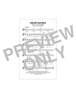 page one of Heartaches (Lead Sheet / Fake Book)