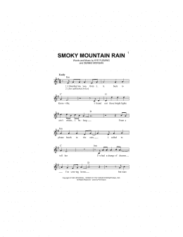 page one of Smoky Mountain Rain (Lead Sheet / Fake Book)