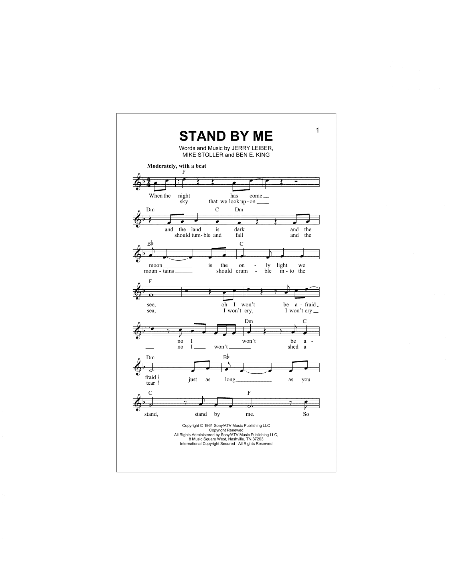 Stand By Me (Lead Sheet / Fake Book)