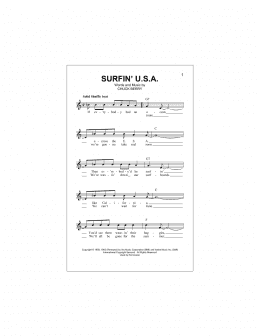 page one of Surfin' U.S.A. (Lead Sheet / Fake Book)