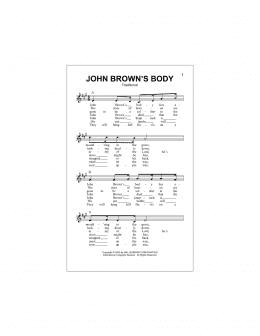 page one of John Brown's Body (Lead Sheet / Fake Book)