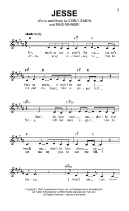 page one of Jesse (Lead Sheet / Fake Book)