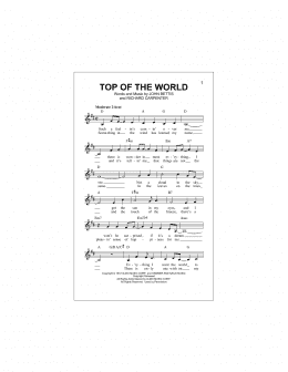 page one of Top Of The World (Lead Sheet / Fake Book)