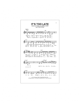 page one of It's Too Late (Lead Sheet / Fake Book)