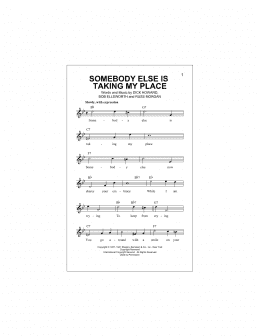 page one of Somebody Else Is Taking My Place (Lead Sheet / Fake Book)