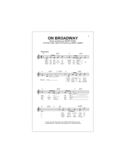 page one of On Broadway (Lead Sheet / Fake Book)