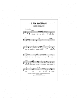 page one of I Am Woman (Lead Sheet / Fake Book)