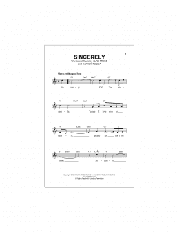 page one of Sincerely (Lead Sheet / Fake Book)