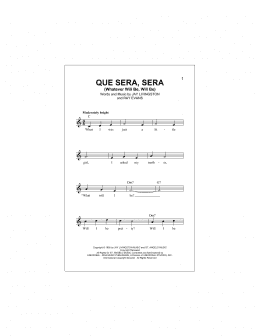 page one of Que Sera, Sera (Whatever Will Be, Will Be) (Lead Sheet / Fake Book)