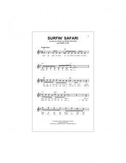 page one of Surfin' Safari (Lead Sheet / Fake Book)