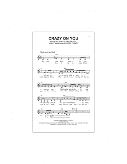 page one of Crazy On You (Lead Sheet / Fake Book)