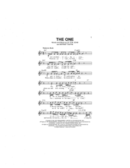page one of The One (Lead Sheet / Fake Book)