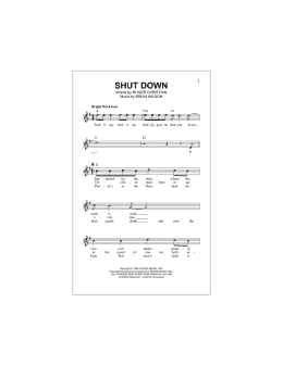 page one of Shut Down (Lead Sheet / Fake Book)