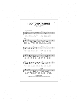 page one of I Go To Extremes (Lead Sheet / Fake Book)