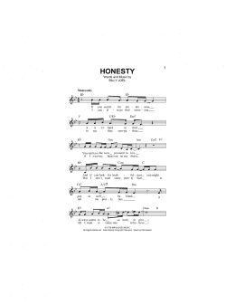 page one of Honesty (Lead Sheet / Fake Book)