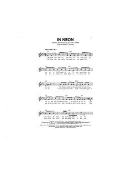 page one of In Neon (Lead Sheet / Fake Book)