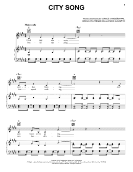 page one of City Song (Piano, Vocal & Guitar Chords (Right-Hand Melody))