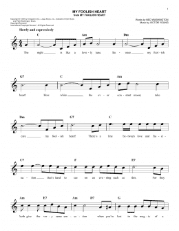 page one of My Foolish Heart (Easy Lead Sheet / Fake Book)