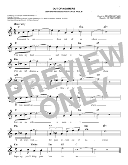 page one of Out Of Nowhere (Easy Lead Sheet / Fake Book)