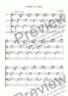 page one of Prelude in C Major - String Quartet