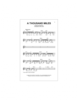 page one of A Thousand Miles (Lead Sheet / Fake Book)