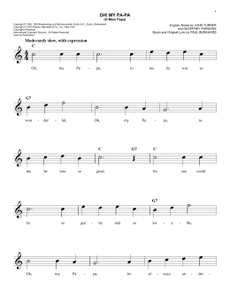 page one of Oh! My Pa-Pa (O Mein Papa) (Easy Lead Sheet / Fake Book)
