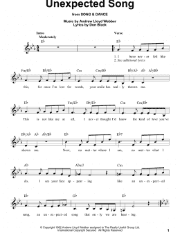 page one of Unexpected Song (from Song & Dance) (Pro Vocal)