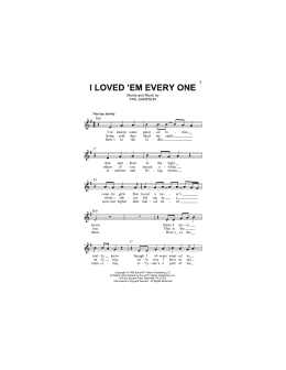 page one of I Loved 'Em Every One (Lead Sheet / Fake Book)