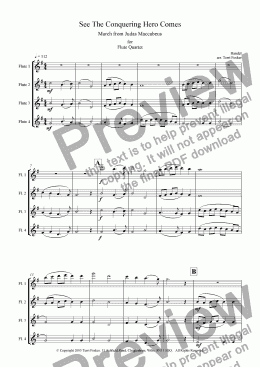page one of See The Conquering Hero Comes - Flute Quartet