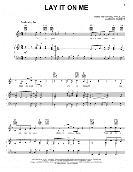page one of Lay It On Me (Piano, Vocal & Guitar Chords (Right-Hand Melody))