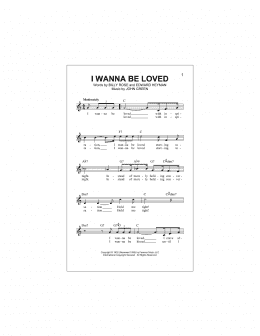 page one of I Wanna Be Loved (Lead Sheet / Fake Book)