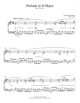 page one of Prelude In D Major, Op. 11, No. 5 (Educational Piano)