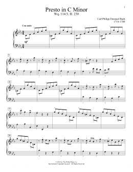 page one of Presto In C Minor, Wq. 114/3, H. 230 (Educational Piano)