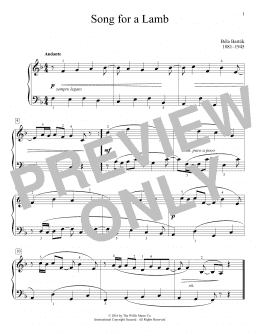 page one of Song For A Lamb (Educational Piano)