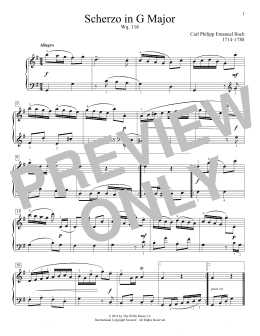 page one of Scherzo In G Major, Wq. 116 (Educational Piano)
