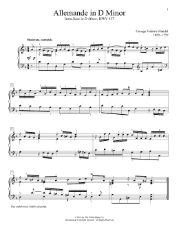 page one of Allemande In D Minor (Educational Piano)