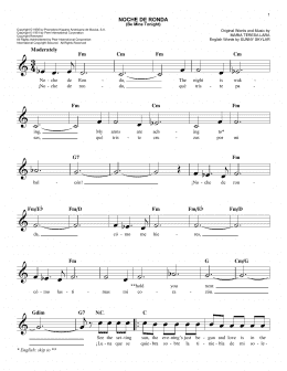 page one of Noche De Ronda (Be Mine Tonight) (Easy Lead Sheet / Fake Book)