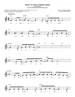 page one of Ready To Take A Chance Again (Love Theme) (from Foul Play) (Easy Lead Sheet / Fake Book)