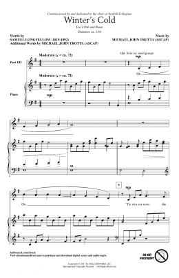 page one of Winter's Cold (2-Part Choir)