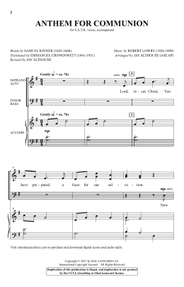 page one of Anthem For Communion (SATB Choir)
