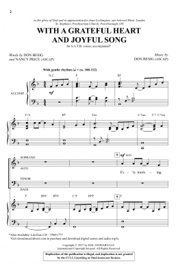 page one of With A Grateful Heart And Joyful Song (SATB Choir)