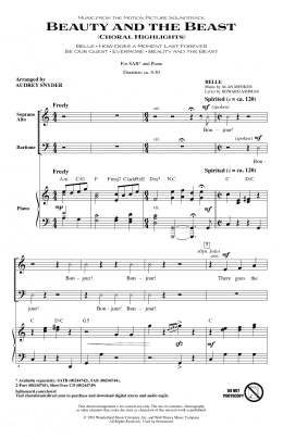 page one of Beauty and The Beast (Choral Highlights) (SAB Choir)