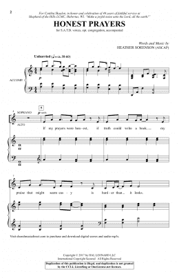 page one of Honest Prayers (SATB Choir)