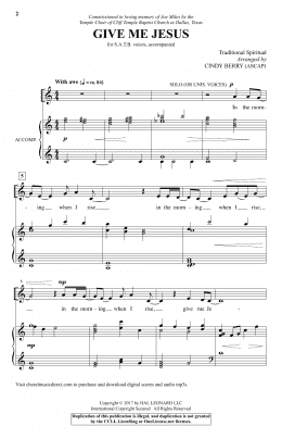 page one of Give Me Jesus (SATB Choir)
