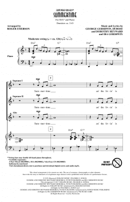 page one of Summertime (SSA Choir)