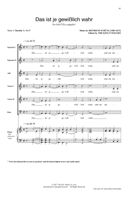 page one of Das ist je gewusslich wahr (SATB Choir)