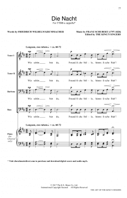 page one of Die Nacht (SATB Choir)